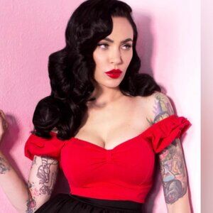 Powder Puff Top Red 4x Vixen by Micheline Pitt